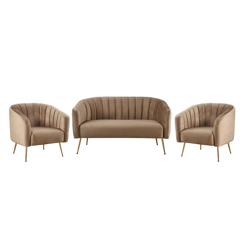 Fotoliu de design, ţesătură Velvet maro/gold crom-auriu, BAGY