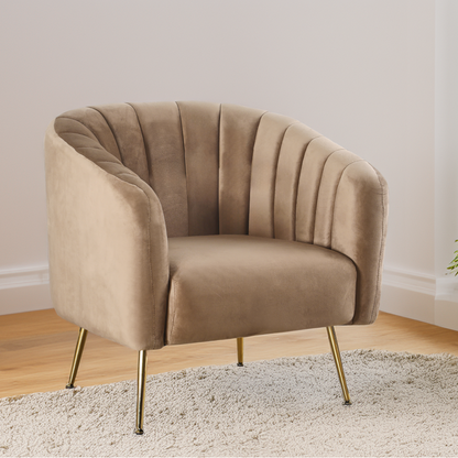 Fotoliu de design, ţesătură Velvet maro/gold crom-auriu, BAGY