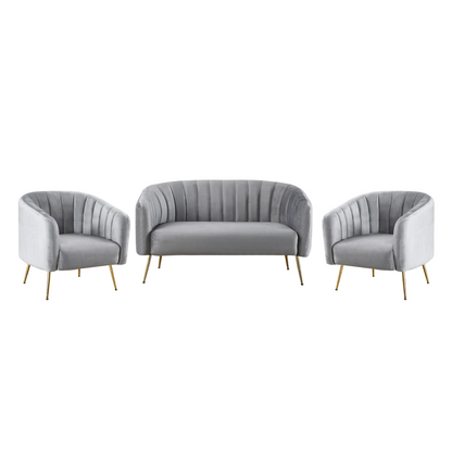 Fotoliu de design, ţesătură Velvet gri/gold crom-auriu, BAGY