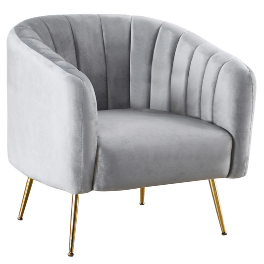 Fotoliu de design, ţesătură Velvet gri/gold crom-auriu, BAGY