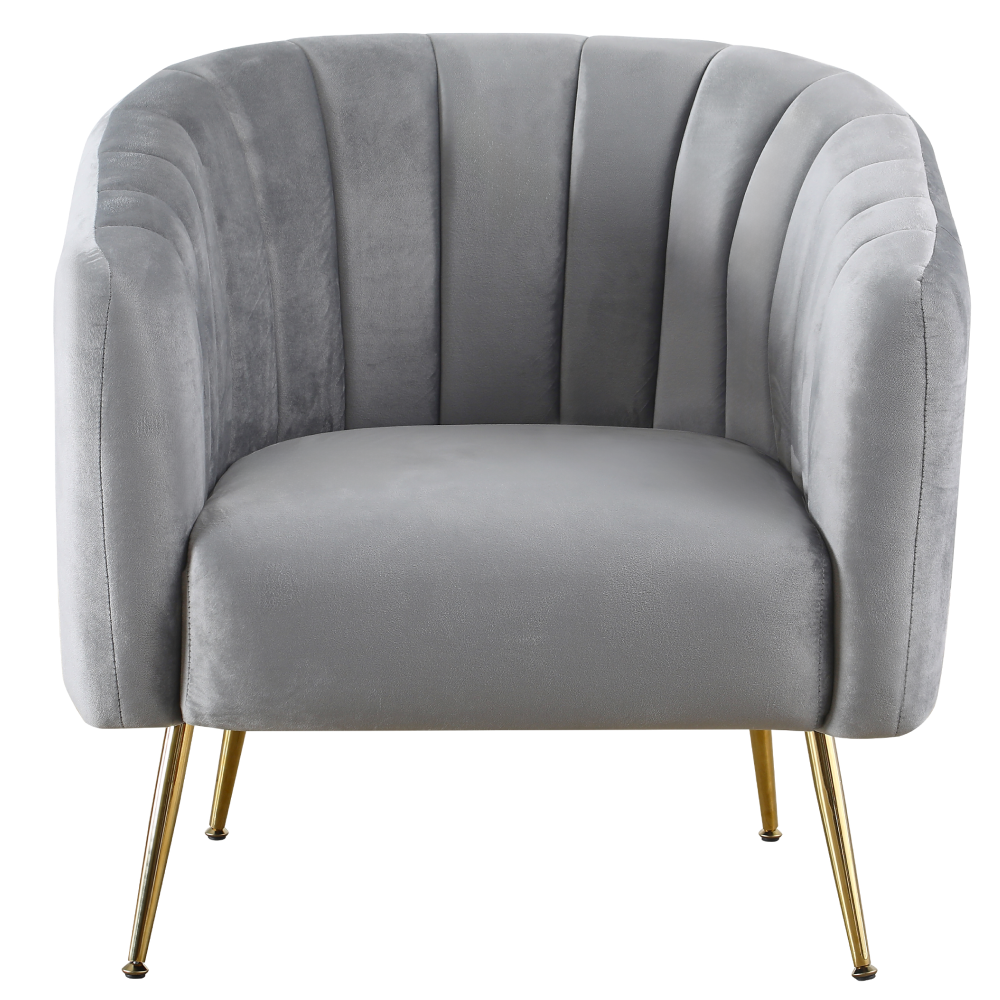 Fotoliu de design, ţesătură Velvet gri/gold crom-auriu, BAGY