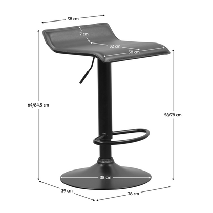 Scaun de bar, piele ecologică neagră, BAILI