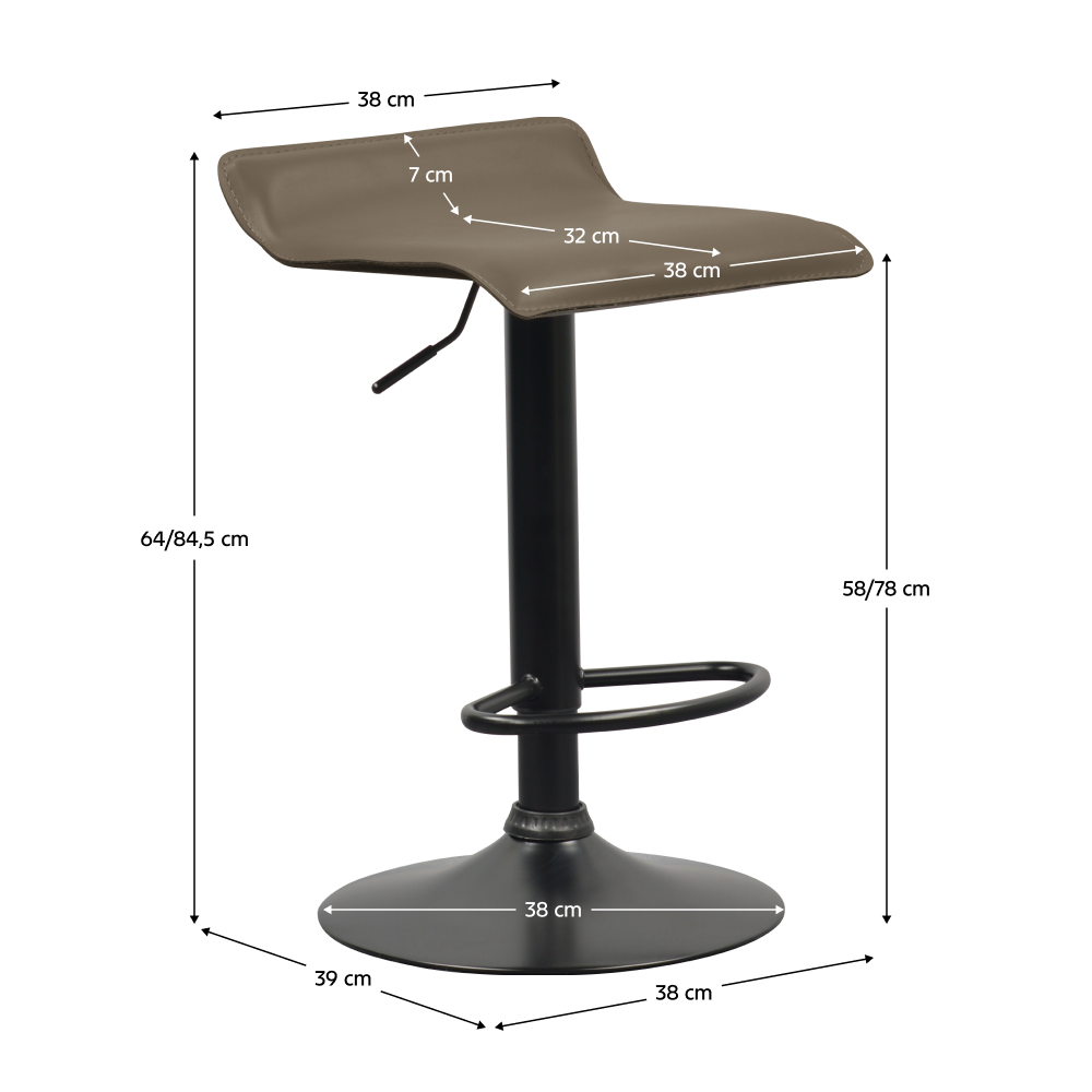 Scaun de bar, piele ecologică Taupe gri-maro, BAILI