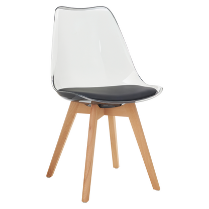 Scaun, negru transparent, acrilic/piele ecologică/fag, BALI 3 NEW
