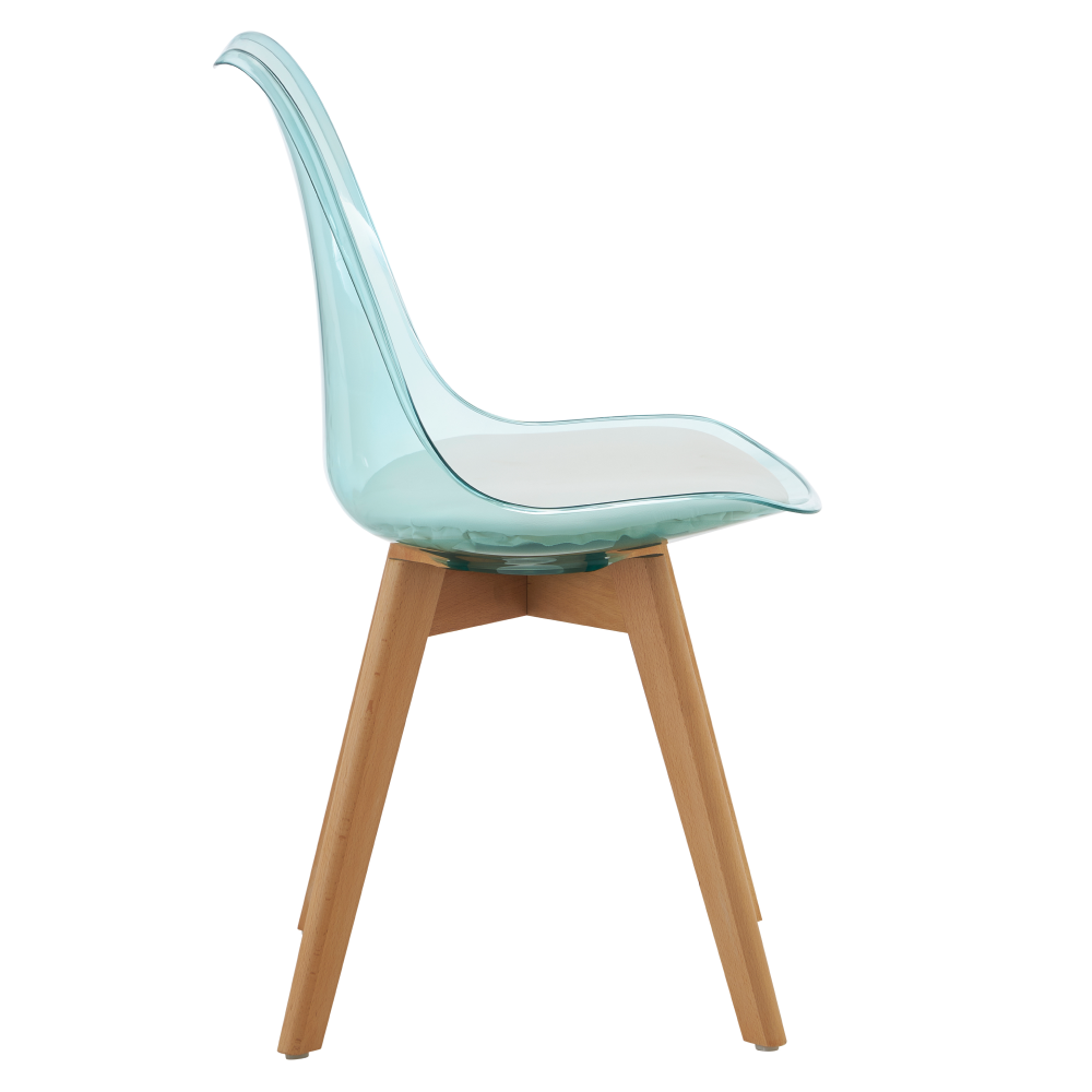 Scaun, verde transparent, acrilic/piele ecologică/fag, BALI 3 NEW
