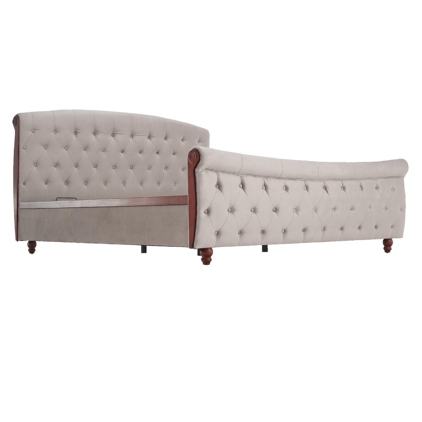 Pat cu somieră, 180x200, gri-maroniu, ţesătură Taupe Velvet, BARETO