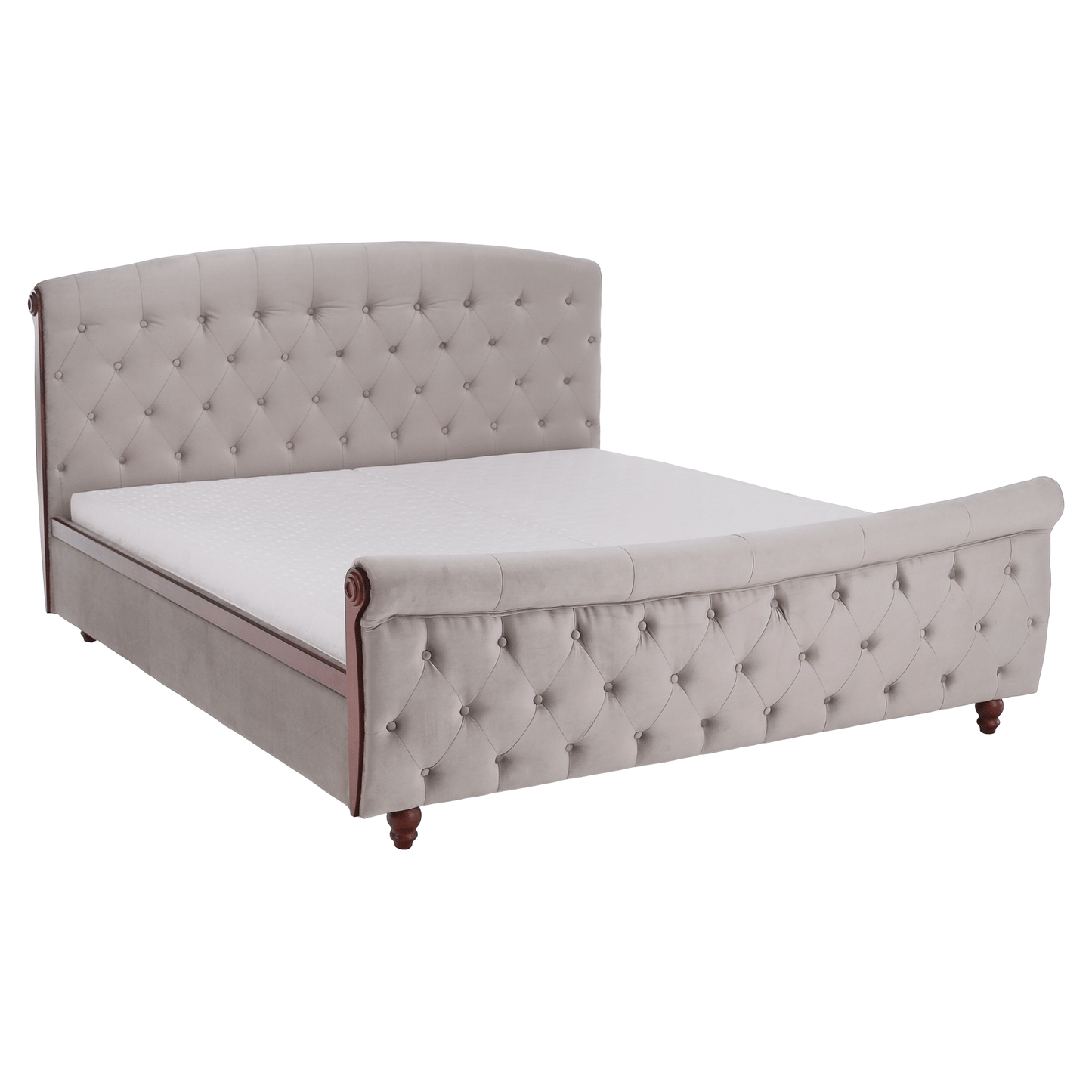 Pat cu somieră, 180x200, gri-maroniu, ţesătură Taupe Velvet, BARETO