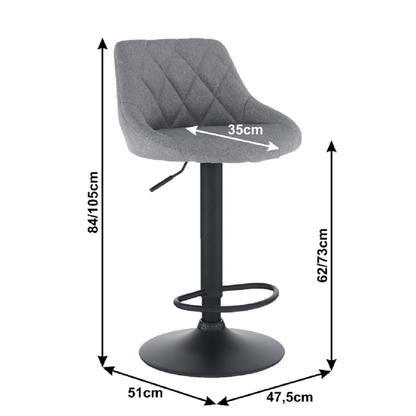Scaun bar, material textil gri/negru, TERKAN