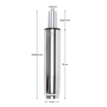Piston cu gaz, crom, lungime 46,3 cm, 150 kg, PIEST TYP 6