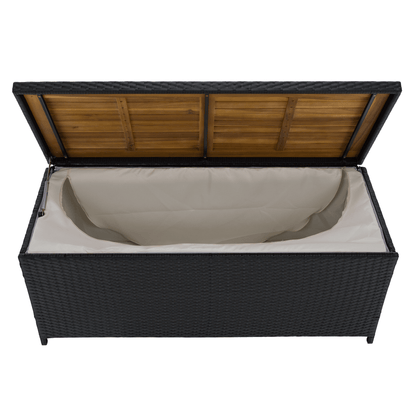 Cutie/bancă de depozitare pentru grădină, negru/natural/crem, BEMUS