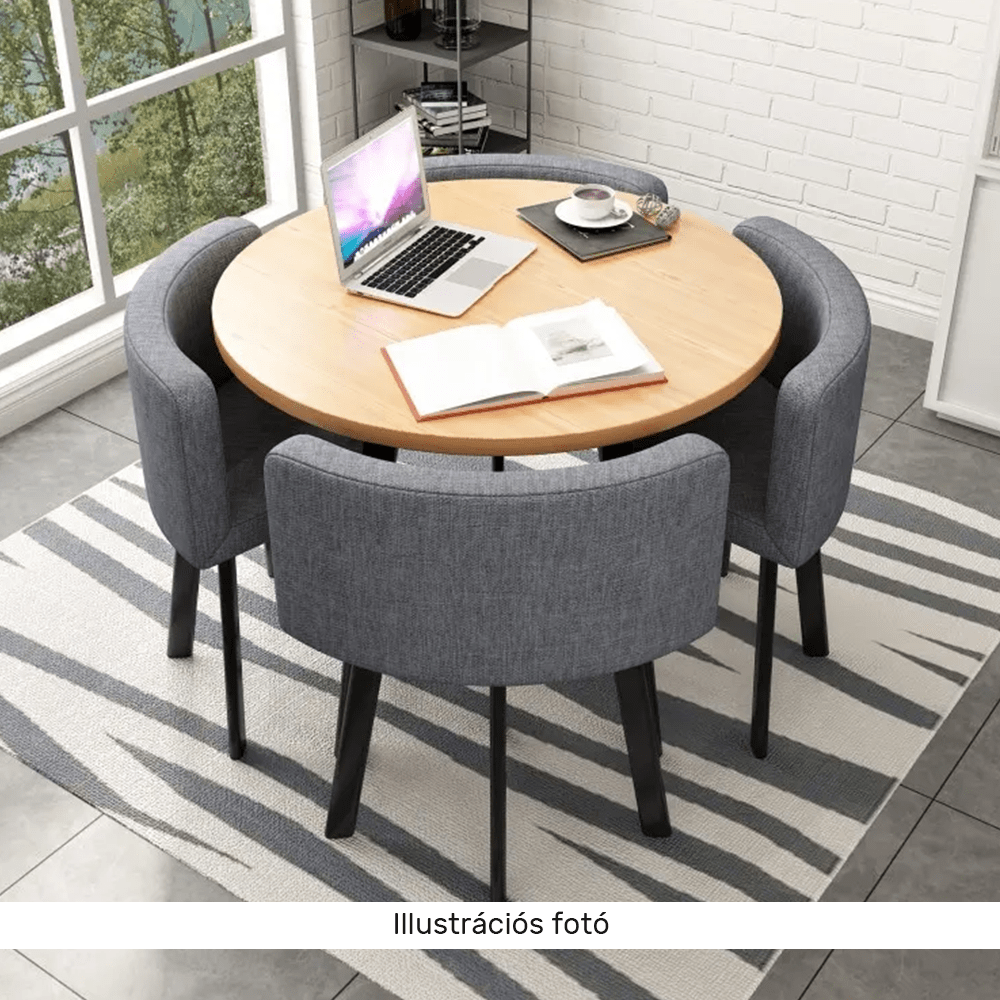 Set de mobilier dining 1+4, negru/gri deschis, BEVAN NEW