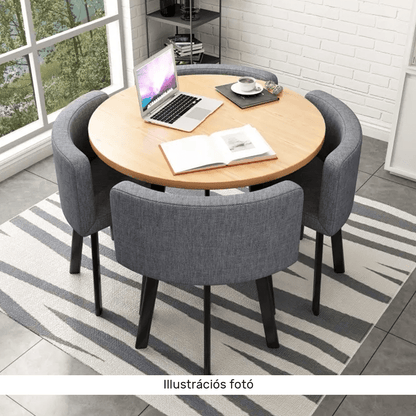 Set de mobilier dining 1+4, negru/gri deschis, BEVAN NEW