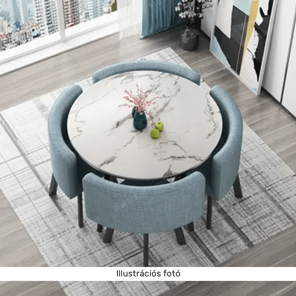 Set de mobilier dining 1+4, negru/gri deschis, BEVAN NEW