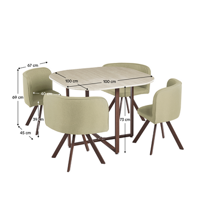Set de mobilier dining 1+4, maro deschis/natural, BEVIS NEW