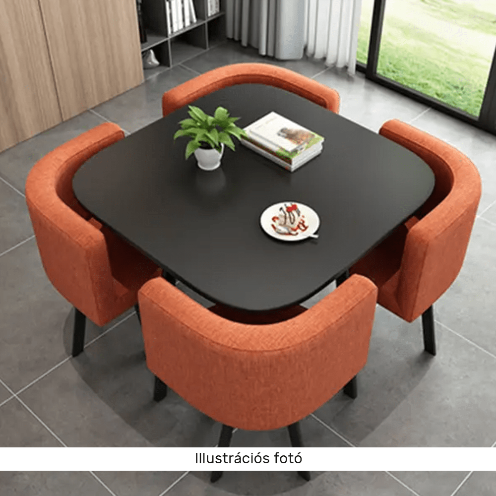 Set de mobilier dining 1+4, stejar/negru, BEVIS NEW