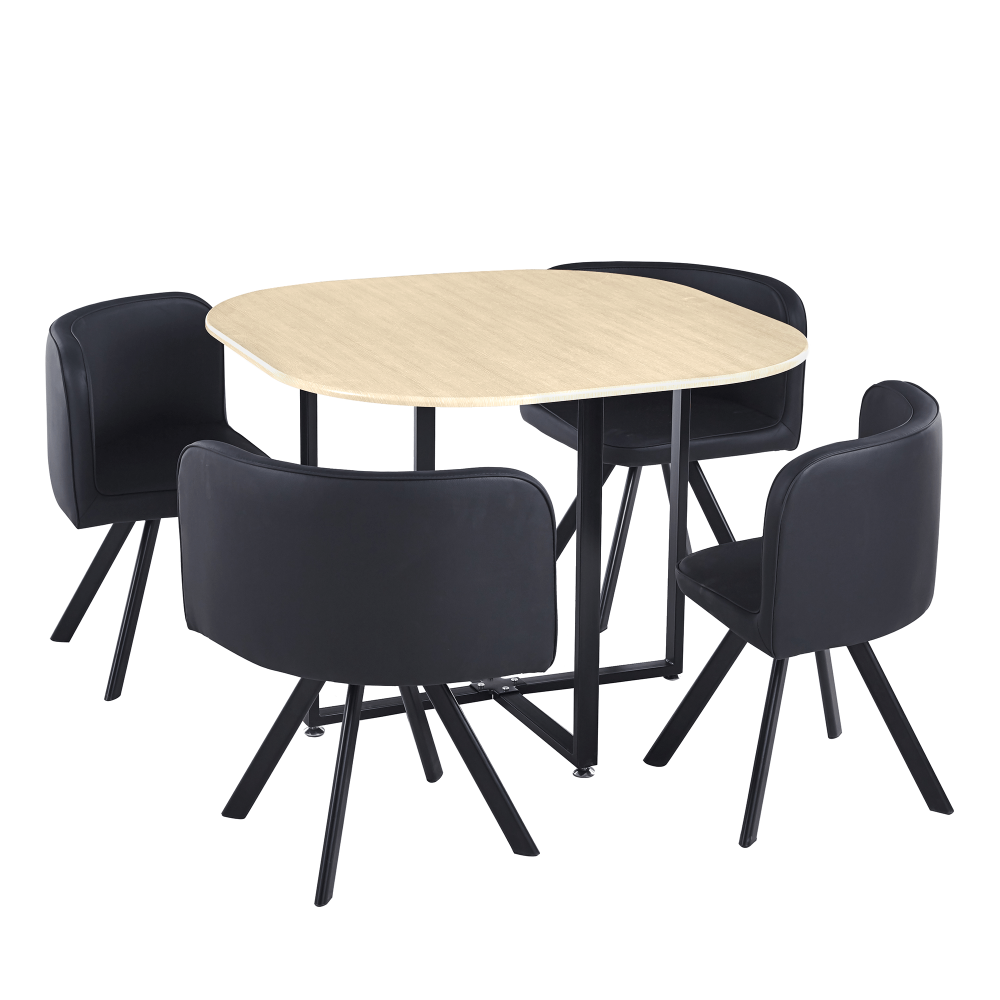 Set de mobilier dining 1+4, stejar/negru, BEVIS NEW