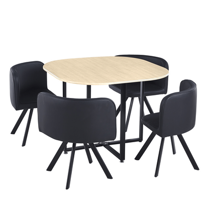 Set de mobilier dining 1+4, stejar/negru, BEVIS NEW