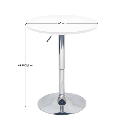 Masă de bar cu înălţime reglabilă, alb, diametru 60 cm, BRANY 2 NEW