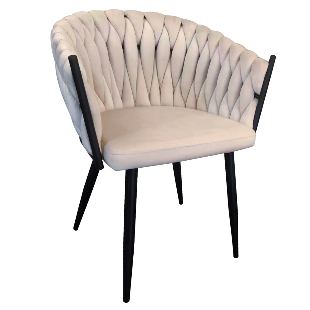 Scaun de bucătărie, bej deschis ţesătură velvet/negru, BLER