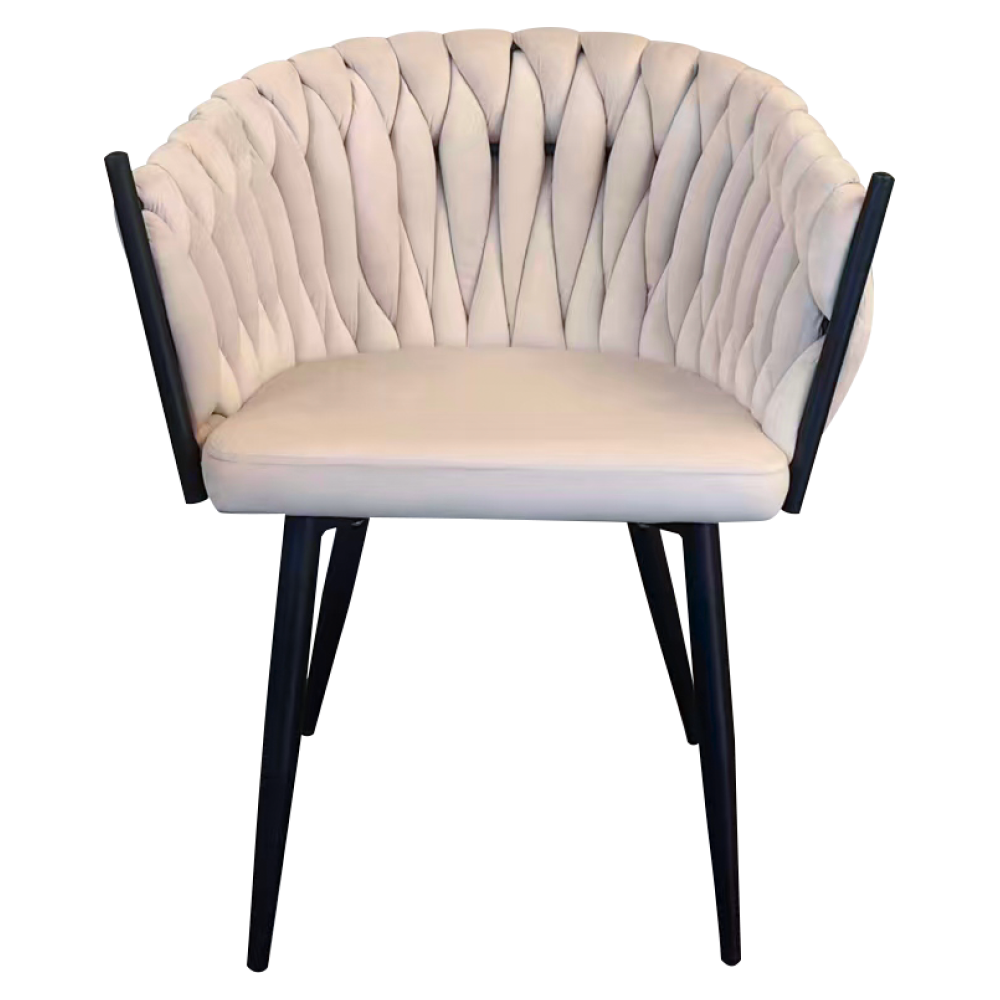 Scaun de bucătărie, bej deschis ţesătură velvet/negru, BLER