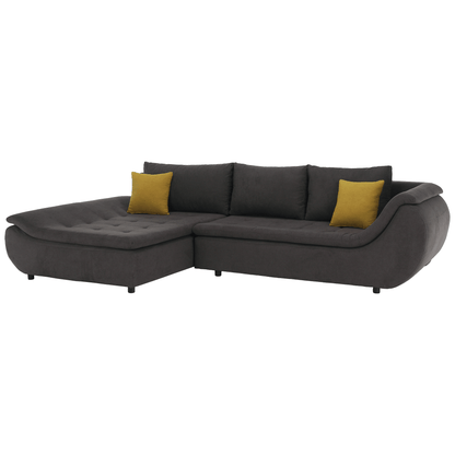 Set canapea, gri-maro /galben, material textil, stânga, BRATO