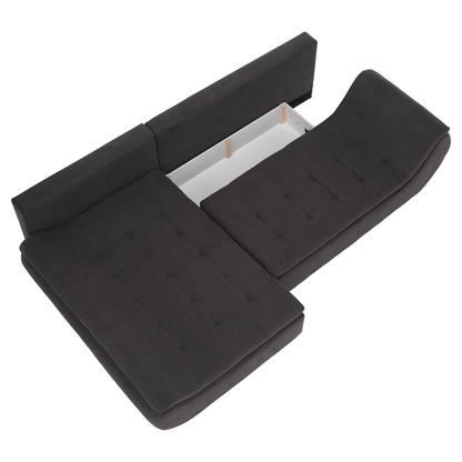 Set canapea, gri-maro /galben, material textil, stânga, BRATO