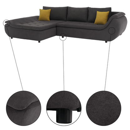Set canapea, gri-maro /galben, material textil, stânga, BRATO