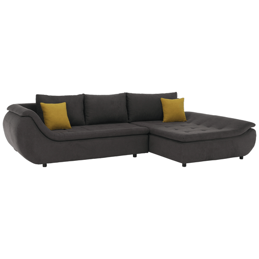 Set canapea, gri-maro /galben, material textil, dreapta, BRATO