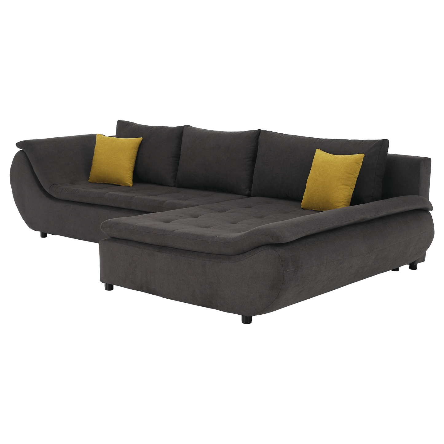 Set canapea, gri-maro /galben, material textil, dreapta, BRATO
