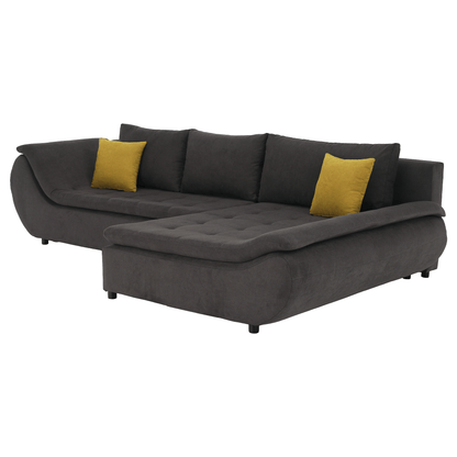 Set canapea, gri-maro /galben, material textil, dreapta, BRATO