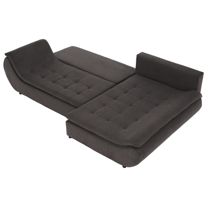 Set canapea, gri-maro /galben, material textil, dreapta, BRATO