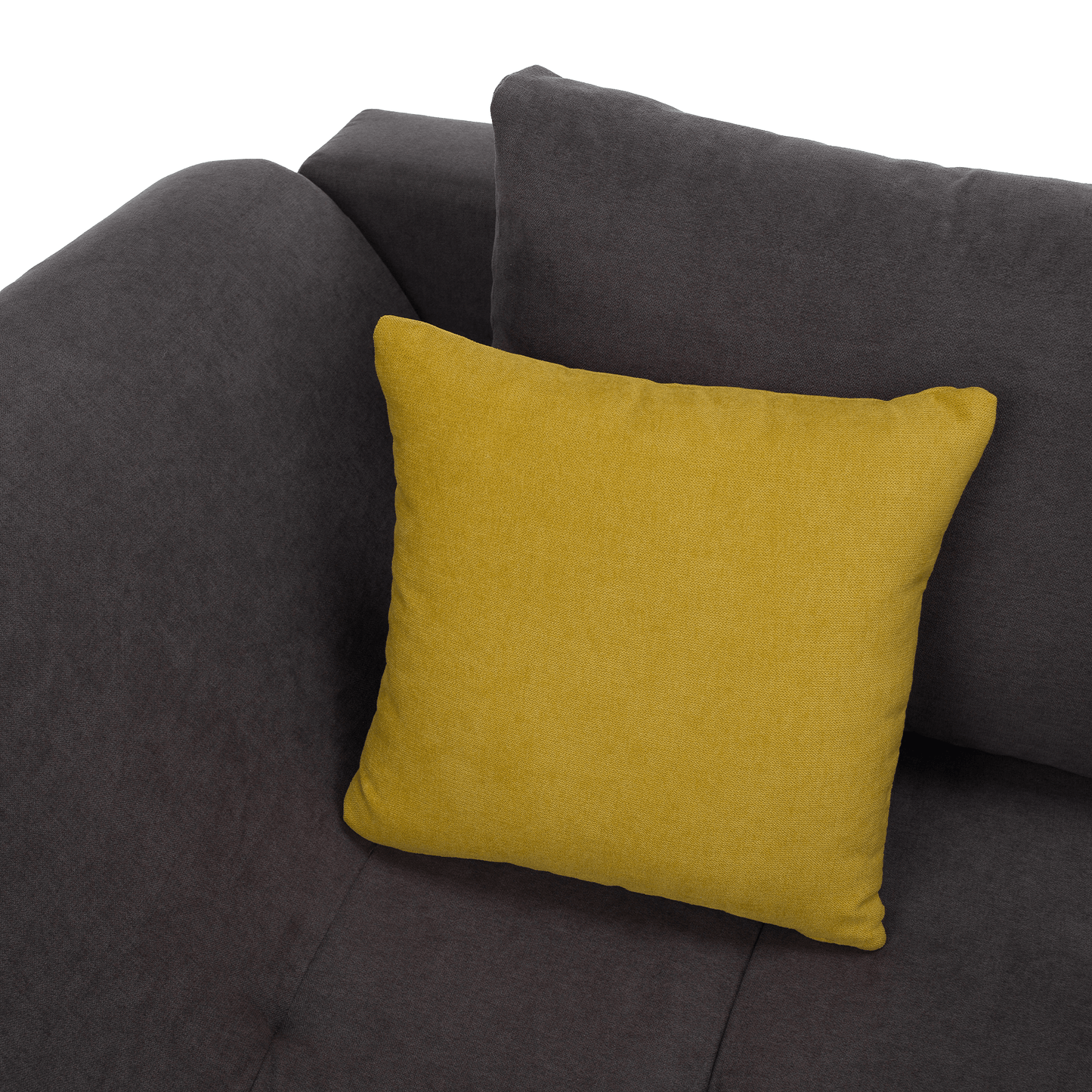 Set canapea, gri-maro /galben, material textil, dreapta, BRATO