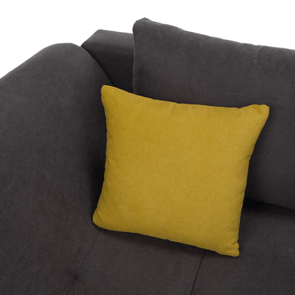 Set canapea, gri-maro /galben, material textil, dreapta, BRATO