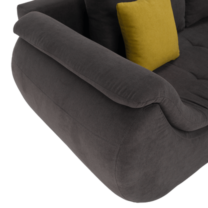 Set canapea, gri-maro /galben, material textil, dreapta, BRATO