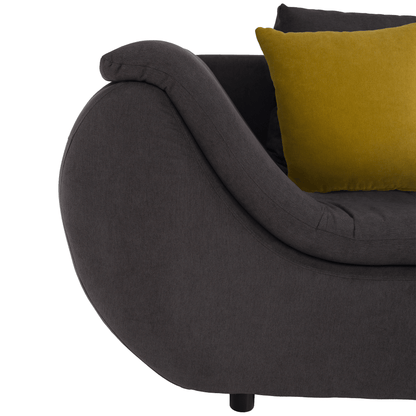 Set canapea, gri-maro /galben, material textil, dreapta, BRATO