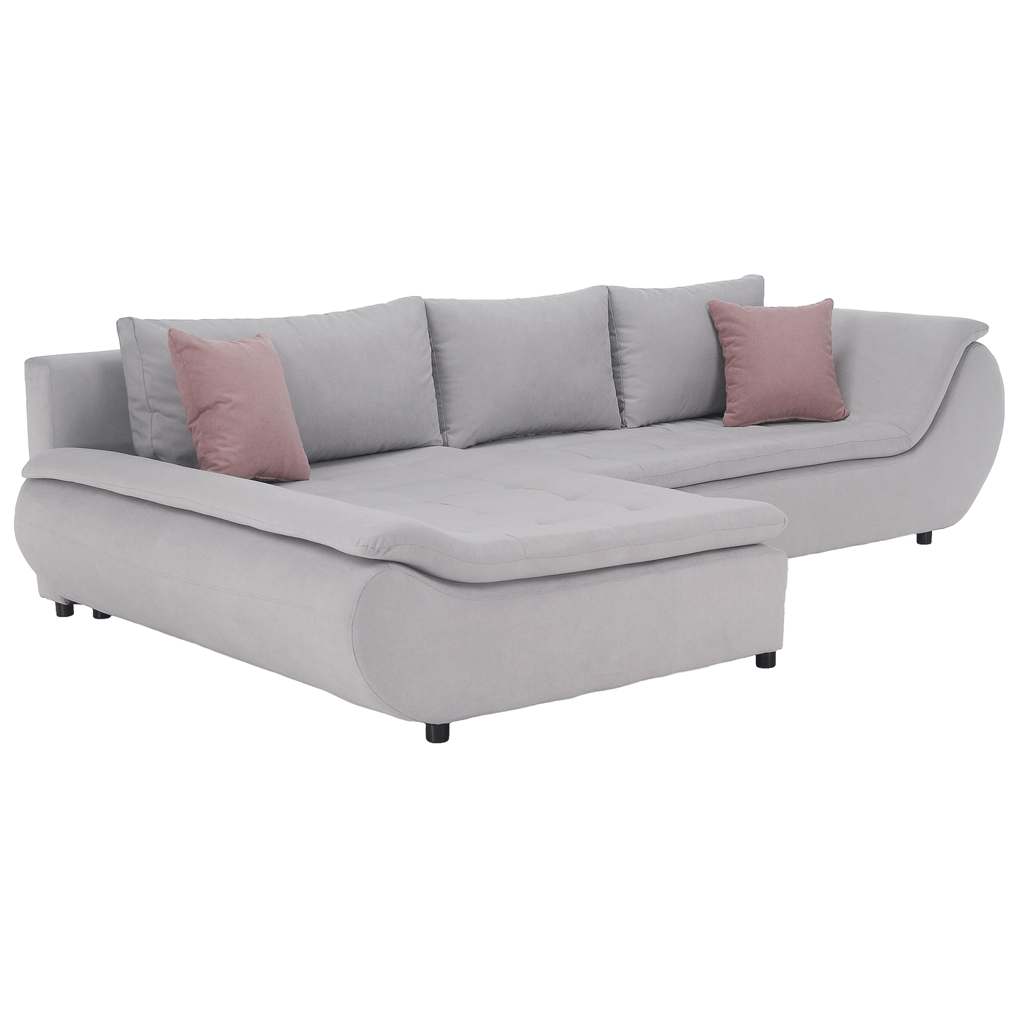 Set canapea, gri deschis / roz pudră, material textil, stânga, BRATO