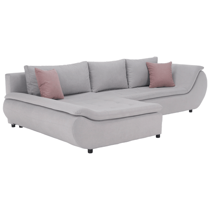 Set canapea, gri deschis / roz pudră, material textil, stânga, BRATO