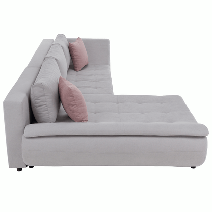 Set canapea, gri deschis / roz pudră, material textil, stânga, BRATO