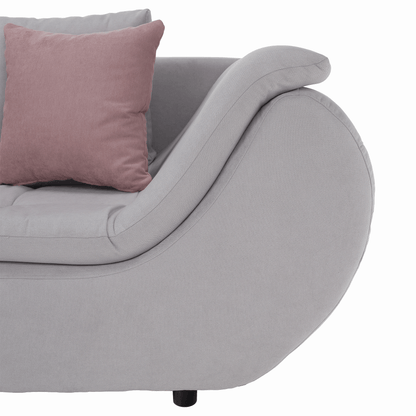 Set canapea, gri deschis / roz pudră, material textil, stânga, BRATO