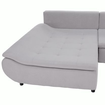 Set canapea, gri deschis / roz pudră, material textil, stânga, BRATO