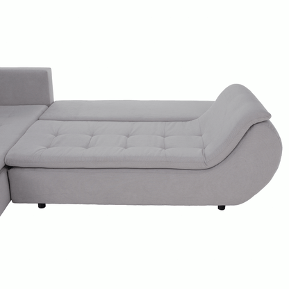 Set canapea, gri deschis / roz pudră, material textil, stânga, BRATO