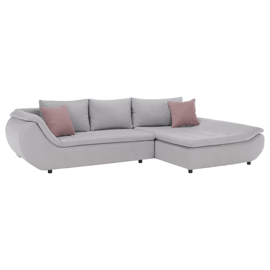 Set canapea, gri deschis / roz pudră, material textil, dreapta, BRATO