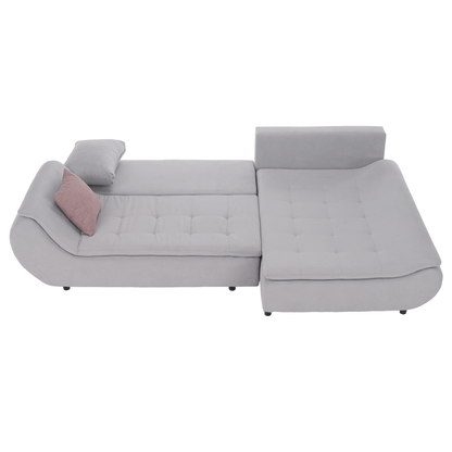 Set canapea, gri deschis / roz pudră, material textil, dreapta, BRATO