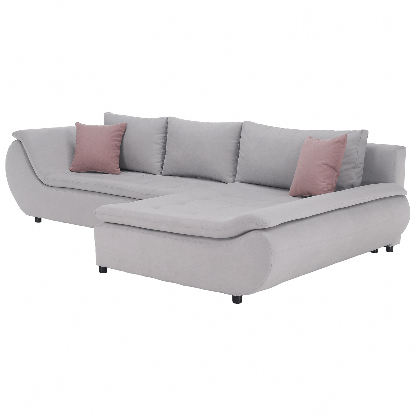 Set canapea, gri deschis / roz pudră, material textil, dreapta, BRATO