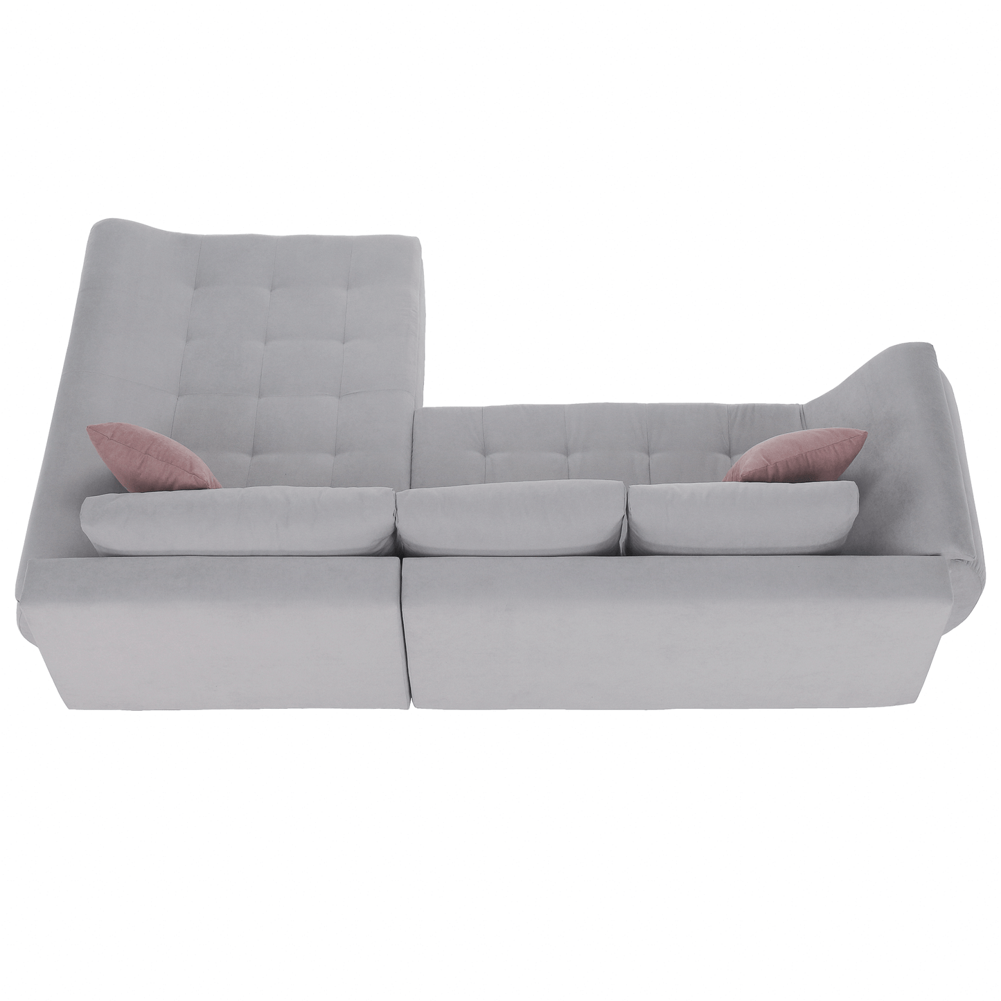 Set canapea, gri deschis / roz pudră, material textil, dreapta, BRATO