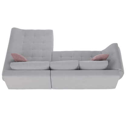 Set canapea, gri deschis / roz pudră, material textil, dreapta, BRATO