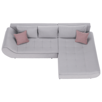 Set canapea, gri deschis / roz pudră, material textil, dreapta, BRATO