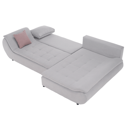 Set canapea, gri deschis / roz pudră, material textil, dreapta, BRATO