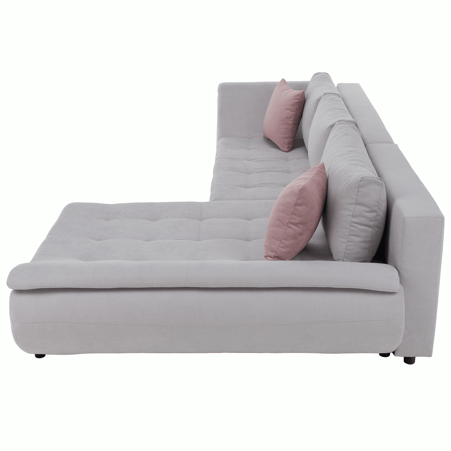 Set canapea, gri deschis / roz pudră, material textil, dreapta, BRATO