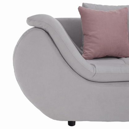 Set canapea, gri deschis / roz pudră, material textil, dreapta, BRATO